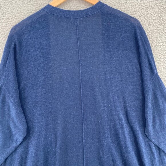 J Jill Sweater Women 2X Plus Navy Pure Jill Linen Blend Open Cardigan 3/4 Sleeve - Picture 4 of 10